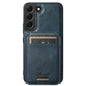 Pour Samsung Galaxy S22 5G Suteni H15 Étui de téléphone portefeuille détachable en cuir huilé (bleu)
