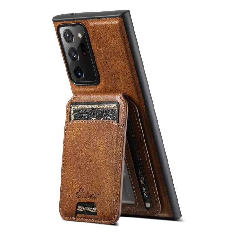 For Samsung Galaxy Note20 Ultra 5G Suteni H15  Oil Eax Leather Detachable Wallet Back Phone Case(Brown)
