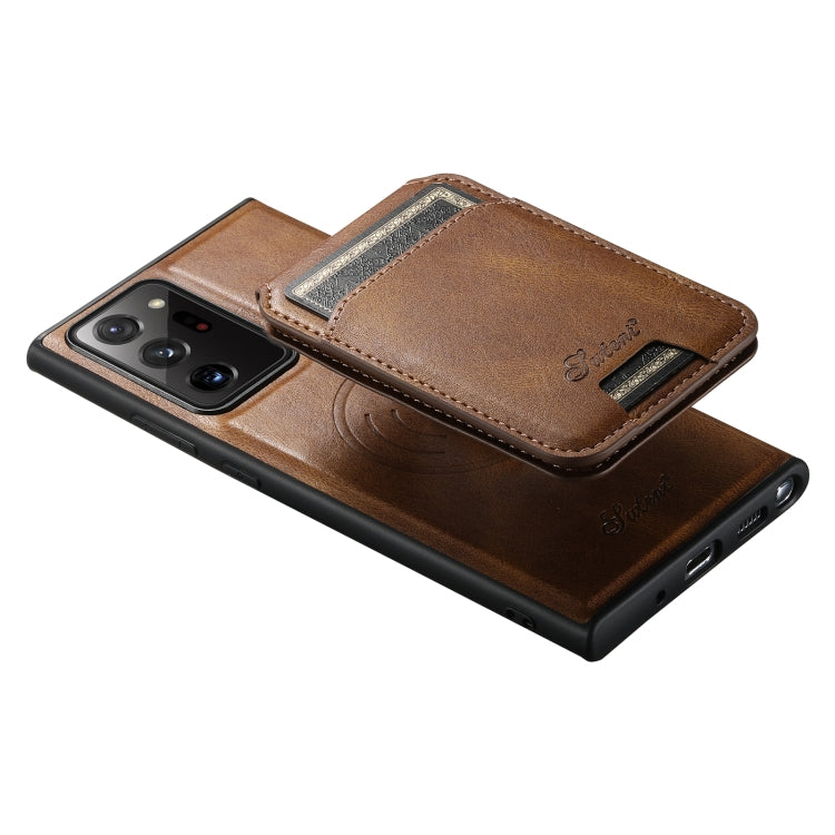 For Samsung Galaxy Note20 5G Suteni H15  Oil Eax Leather Detachable Wallet Back Phone Case(Khaki)