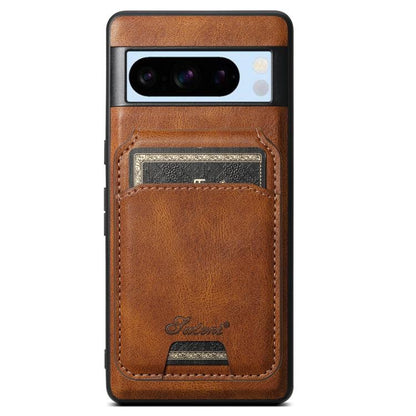Pour Google Pixel 8 Pro Étui Housse en Cuir Suteni H15 Amovible Portefeuille Coque Arrière (Marron)