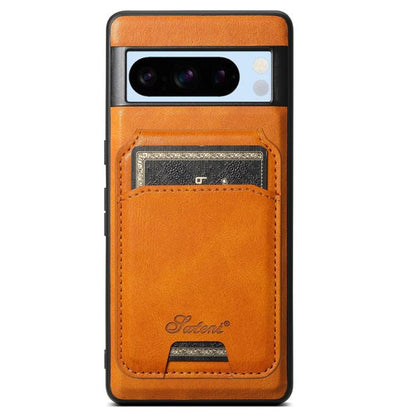 For Google Pixel 8 Pro Suteni H15 Oil Eax Leather Detachable Wallet Back Phone Case(Khaki)