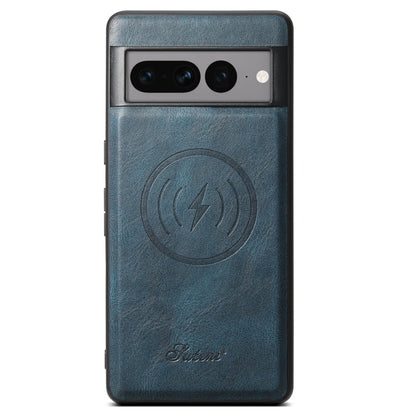Pour Google Pixel 8 Pro Étui portefeuille amovible en cuir huilé Eax Suteni H15 (Bleu)