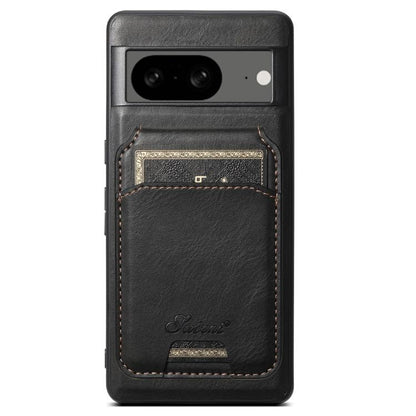 For Google Pixel 8 Suteni H15 Oil Eax Leather Detachable Wallet Back Phone Case(Black)