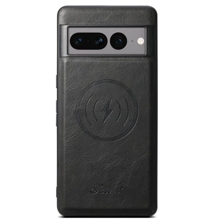 For Google Pixel 7a Suteni H15 Oil Eax Leather Detachable Wallet Back Phone Case(Black)