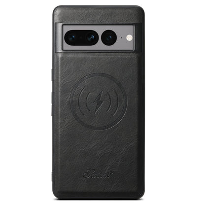 For Google Pixel 7a Suteni H15 Oil Eax Leather Detachable Wallet Back Phone Case(Black)
