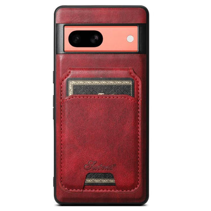 For Google Pixel 7a Suteni H15 Oil Eax Leather Detachable Wallet Back Phone Case(Red)