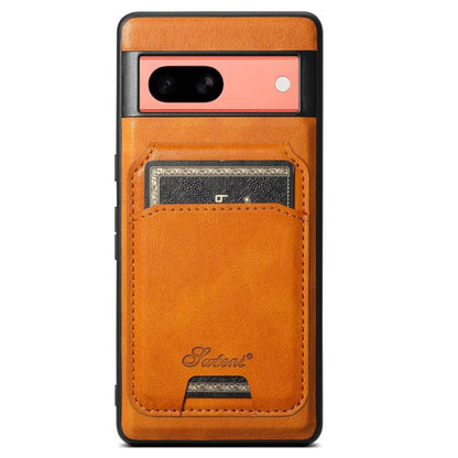 For Google Pixel 7a Suteni H15 Oil Eax Leather Detachable Wallet Back Phone Case(Khaki)