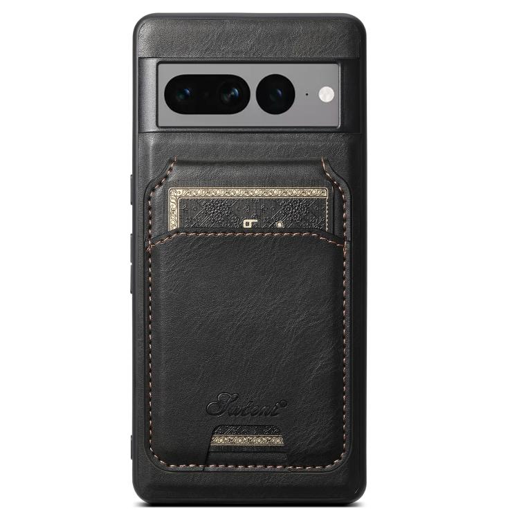 For Google Pixel 7 Pro Suteni H15 Oil Eax Leather Detachable Wallet Back Phone Case(Black)