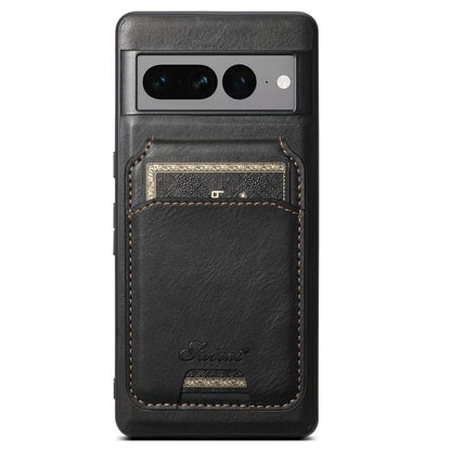 For Google Pixel 7 Pro Suteni H15 Oil Eax Leather Detachable Wallet Back Phone Case(Black)