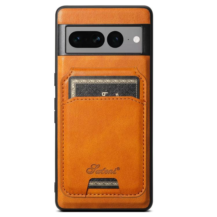 For Google Pixel 7 Pro Suteni H15 Oil Eax Leather Detachable Wallet Back Phone Case(Khaki)