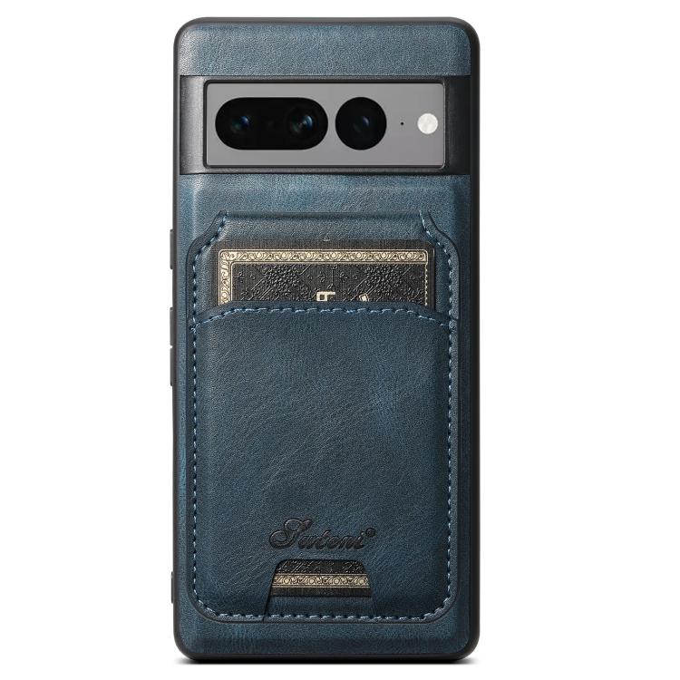Pour Google Pixel 7 Pro Suteni H15 Huile Eax Étui portefeuille détachable en cuir (bleu)