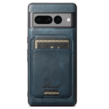Pour Google Pixel 7 Pro Suteni H15 Huile Eax Étui portefeuille détachable en cuir (bleu)