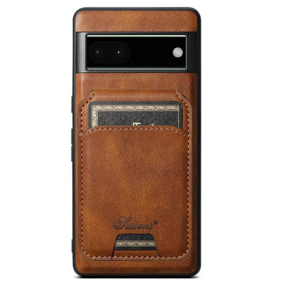 For Google Pixel 6a Suteni H15 Oil Eax Leather Detachable Wallet Back Phone Case(Brown)