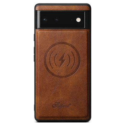 For Google Pixel 6a Suteni H15 Oil Eax Leather Detachable Wallet Back Phone Case(Brown)
