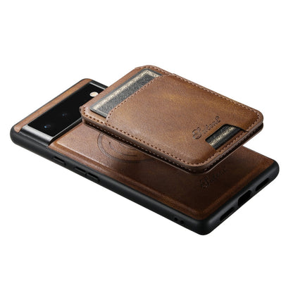 For Google Pixel 6a Suteni H15 Oil Eax Leather Detachable Wallet Back Phone Case(Khaki)