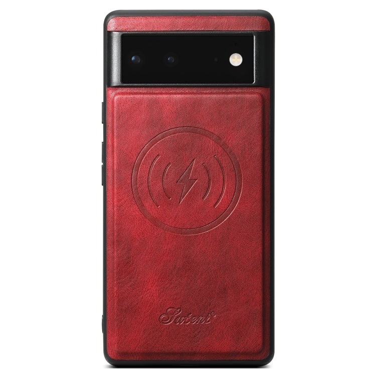 For Google Pixel 6 Suteni H15 Oil Eax Leather Detachable Wallet Back Phone Case(Red)