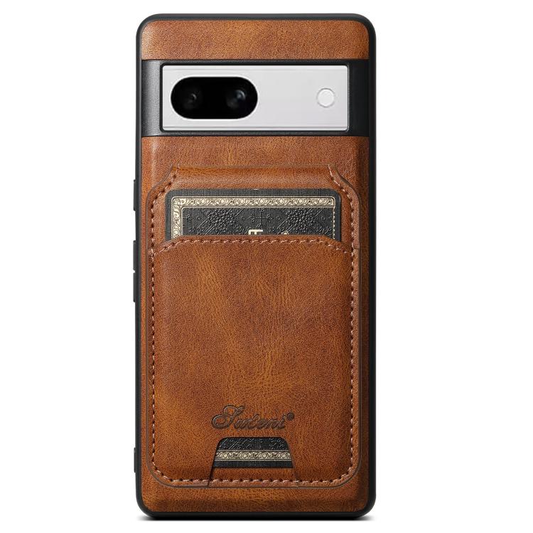 For Google Pixel 8a Suteni H15 Oil Eax Leather Detachable Wallet Back Phone Case(Brown)