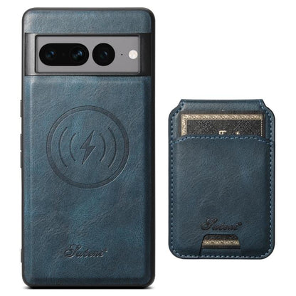 For Google Pixel 10 Pro XL Suteni H15 Oil Eax Leather Detachable Wallet Back Phone Case(Blue)