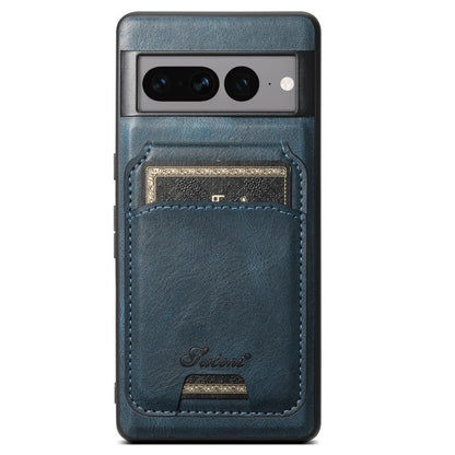 For Google Pixel 10 Pro Suteni H15 Oil Eax Leather Detachable Wallet Back Phone Case(Blue)