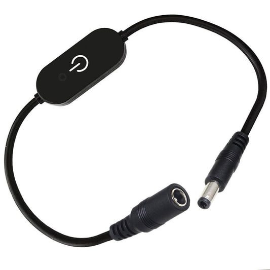 JUNSUNMAY DC 5.5mmx2.5mm LED Touch Inline Dimmer Switch Controller for Single Color, Length 30cm(Black)