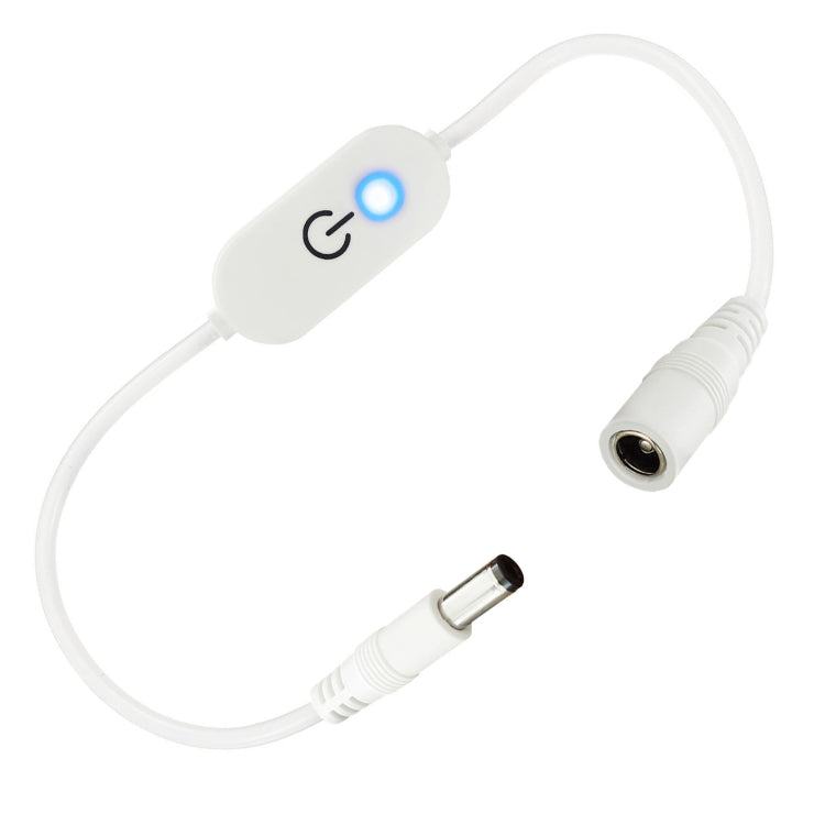 JUNSUNMAY Variateur de lumière tactile en ligne à LED DC 5.5mmx2.5mm pour couleur unique, longueur 30cm (Blanc)