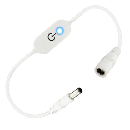 JUNSUNMAY Variateur de lumière tactile en ligne à LED DC 5.5mmx2.5mm pour couleur unique, longueur 30cm (Blanc)