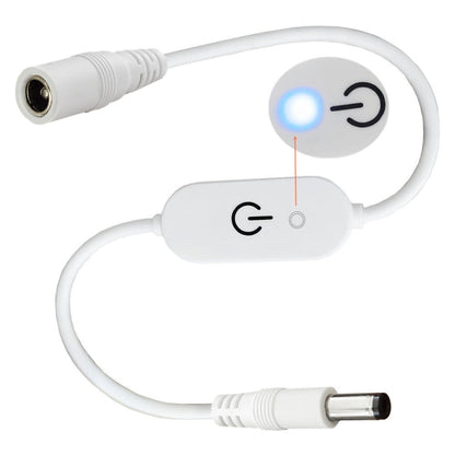 JUNSUNMAY Variateur de lumière tactile en ligne à LED DC 5.5mmx2.5mm pour couleur unique, longueur 30cm (Blanc)