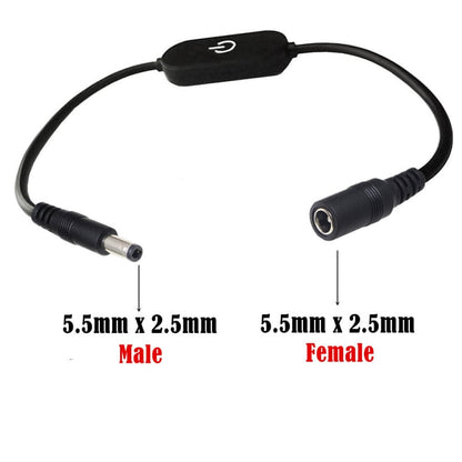 JUNSUNMAY Variateur de lumière tactile en ligne à LED DC 5.5mmx2.5mm pour couleur unique, longueur 30cm (Blanc)