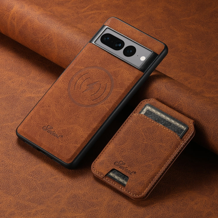 For Google Pixel 8 Suteni H16 Litchi Texture Leather Detachable Wallet Back Phone Case(Brown)