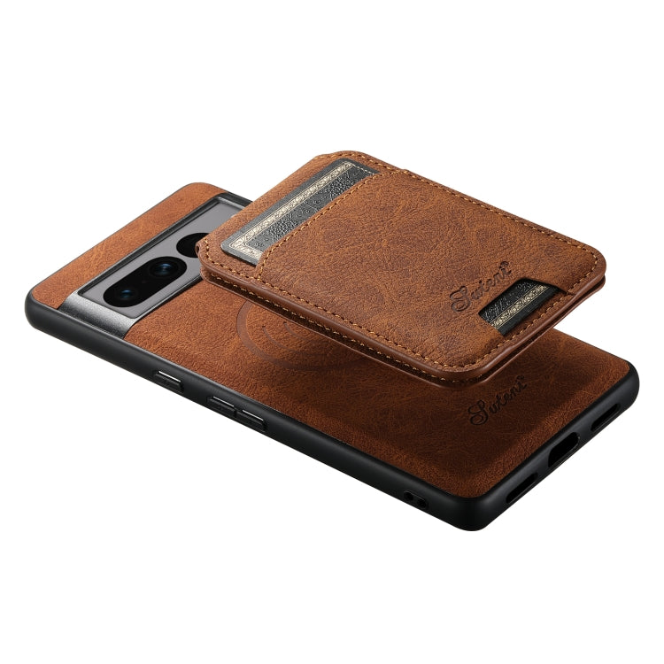 For Google Pixel 8 Suteni H16 Litchi Texture Leather Detachable Wallet Back Phone Case(Brown)