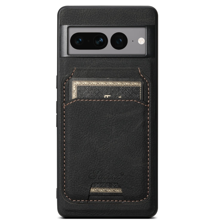 For Google Pixel 7 Pro Suteni H16 Litchi Texture Leather Detachable Wallet Back Phone Case(Black)
