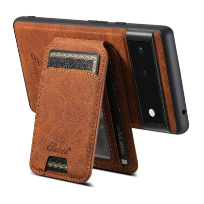 For Google Pixel 6a Suteni H16 Litchi Texture Leather Detachable Wallet Back Phone Case(Black)