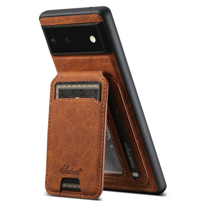 Pour Google Pixel 6 Pro Étui portefeuille amovible en cuir texturé Suteni H16 litchi (noir)