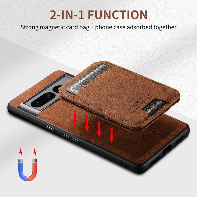 For Google Pixel 10 Pro XL Suteni H16 Litchi Texture Leather Detachable Wallet Back Phone Case(Brown)