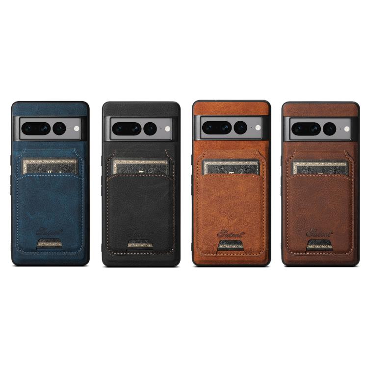 Pour Google Pixel 6 Suteni H16 Housse de Téléphone Arrière Portefeuille Détachable en Cuir Texture Litchi (Bleu)
