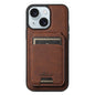 Pour iPhone 15 Suteni H16 Housse de Téléphone en Cuir Texture Litchi avec Portefeuille Détachable (Marron)