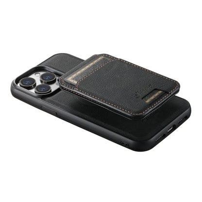 Pour iPhone 13 Pro Max Étui Suteni H16 en cuir à texture Litchi avec portefeuille détachable (Noir)