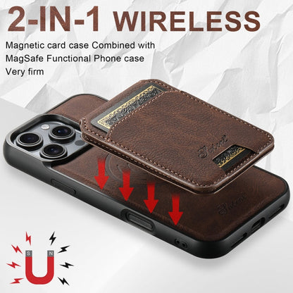 For iPhone 16 Suteni H16 Litchi Texture Leather Detachable Wallet Back Phone Case(Brown)
