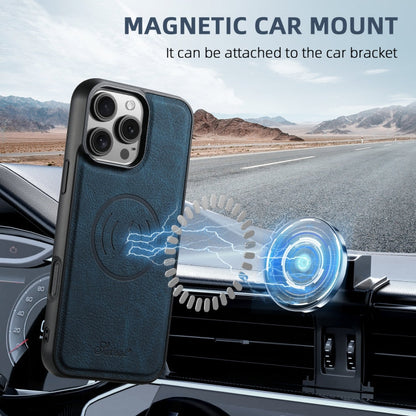 For iPhone 16 Suteni H16 Litchi Texture Leather Detachable Wallet Back Phone Case(Blue)