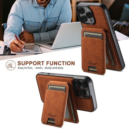 Pour iPhone 16 Pro Étui H16 en cuir texture litchi avec portefeuille amovible (Kaki)