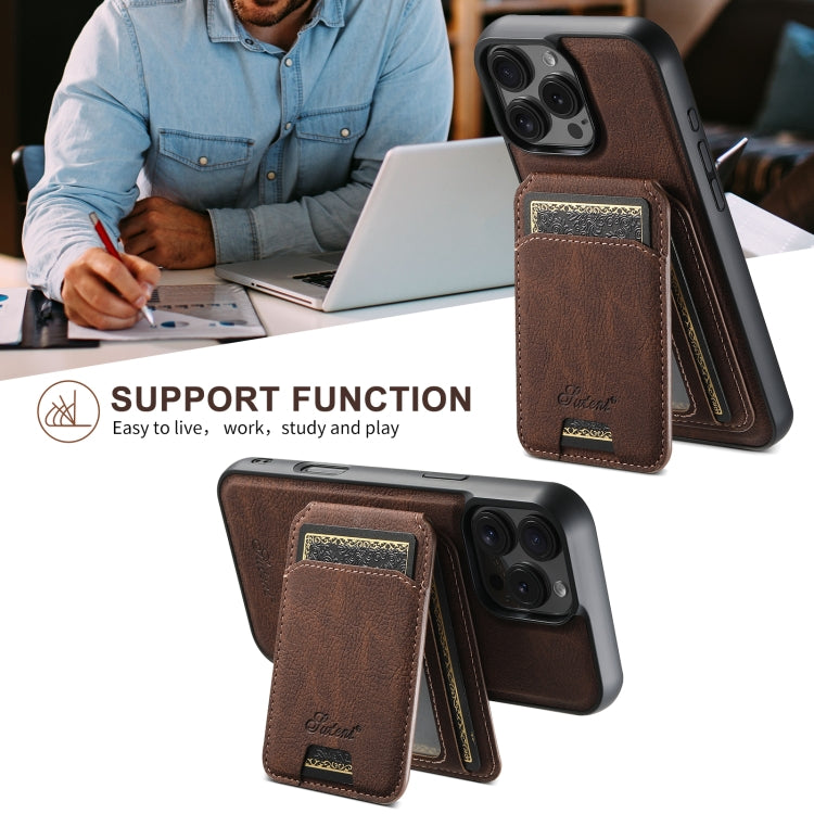Pour iPhone 16 Pro Max Suteni H16 Housse de téléphone en cuir amovible texturé Litchi (marron)