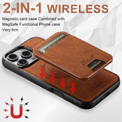For iPhone 16 Pro Max Suteni H16 Litchi Texture Leather Detachable Wallet Back Phone Case(Khaki)