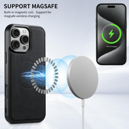 For iPhone 17e / 16e Suteni H16 Litchi Texture Leather Detachable Wallet Back Phone Case(Black)