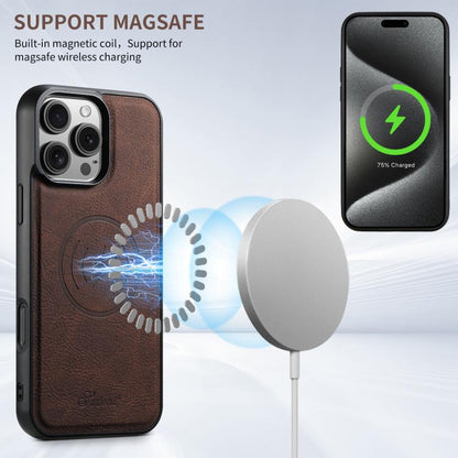 For iPhone 17e / 16e Suteni H16 Litchi Texture Leather Detachable Wallet Back Phone Case(Brown)