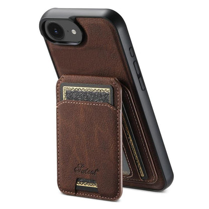 For iPhone 17e / 16e Suteni H16 Litchi Texture Leather Detachable Wallet Back Phone Case(Brown)