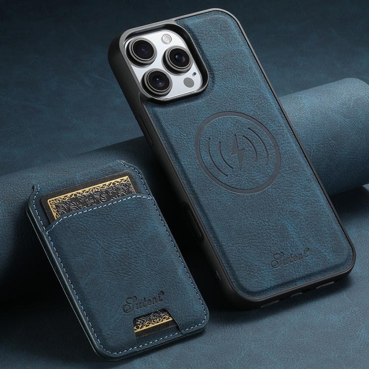 For iPhone 17e / 16e Suteni H16 Litchi Texture Leather Detachable Wallet Back Phone Case(Blue)