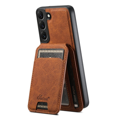 For Samsung Galaxy S22+ 5G Suteni H16 Litchi Texture Leather Detachable Wallet Back Phone Case(Black)