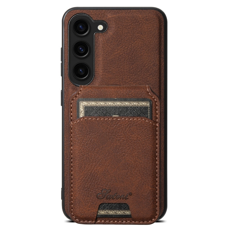 For Samsung Galaxy S24 5G Suteni H16 Litchi Texture Leather Detachable Wallet Back Phone Case(Brown)