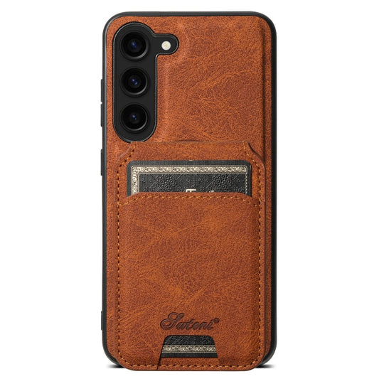 Pour Samsung Galaxy S24 5G Étui de téléphone arrière portefeuille détachable en cuir texturé Litchi Suteni H16 (kaki)
