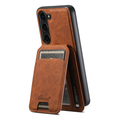 For Samsung Galaxy S24+ 5G Suteni H16 Litchi Texture Leather Detachable Wallet Back Phone Case(Brown)